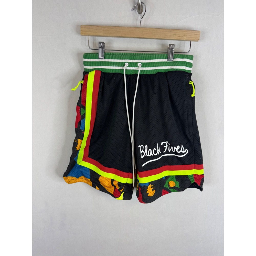 Puma Black Fives Mesh Basketball Shorts Mens Small Black Multi Color 532130-01